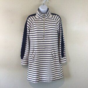 Lilly Pulitzer Navy White Stripe High Neck Long Sleeve Sweatshirt Dress